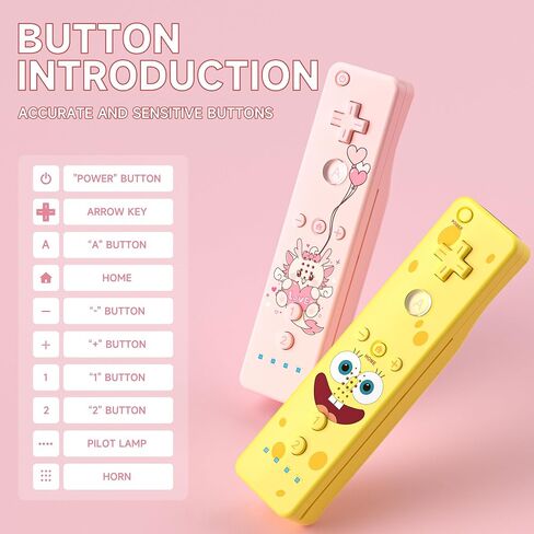 جهاز التحكم عن بعد YKASEK Wii مع Nunchuck، وحدة تحكم Wii 2 Pack مع 2 Nunchuck متوافق مع Wii/Wii U، الأصفر والوردي. in Kuwait