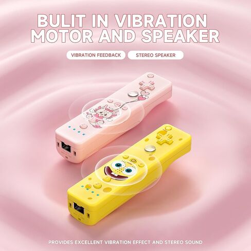 جهاز التحكم عن بعد YKASEK Wii مع Nunchuck، وحدة تحكم Wii 2 Pack مع 2 Nunchuck متوافق مع Wii/Wii U، الأصفر والوردي. in Kuwait