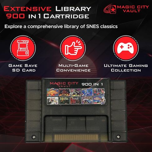 خرطوشة Magic City Vault 900 in 1 لوحدة التحكم SNES Super Nintendo 16Bit - أسود in Saudi Arabia