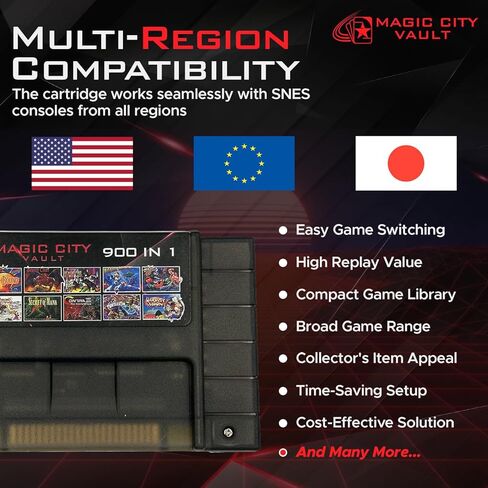 خرطوشة Magic City Vault 900 in 1 لوحدة التحكم SNES Super Nintendo 16Bit - أسود in Saudi Arabia