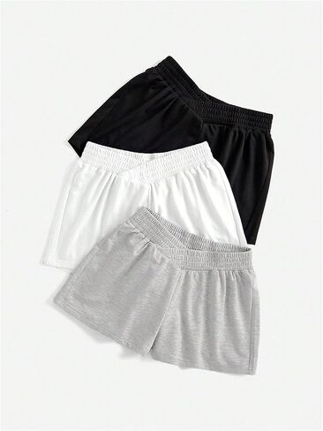 MakeMeChic Women's 3 Pack Elastic V Waist Wide Leg Shorts Summer Casual Sweat Shorts in Saudi Arabia