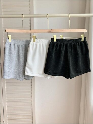 MakeMeChic Women's 3 Pack Elastic V Waist Wide Leg Shorts Summer Casual Sweat Shorts in Saudi Arabia