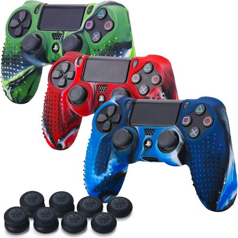 Silicone Skin for PS4 Controller x 3(Camou Pack) with Exclusive Thumb Grips x 8 in Saudi Arabia