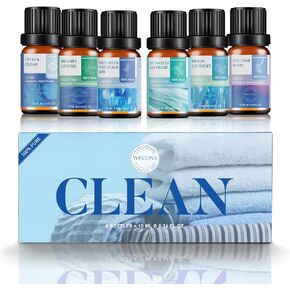Essential Oils for Laundry - 100% Pure Essential Oils for Diffusers for Home,6x10ml(Clean)- Aromatherapy Oils for Humidifiers,Wool Dryer Balls,Clean Linen