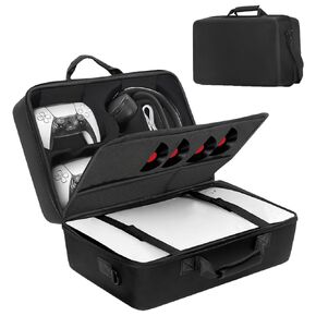 Myecovie Carrying Case for PS5, Hard Shell Travel Case for PS5 Disc&Digital Edition, Protective Storage Bag for Playstation 5, DualSense Controllers, Headset, Base and Game Accessories