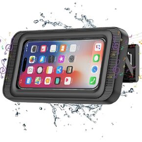 KUNSLUCK Shower Phone Holder Waterproof, 480°Rotation Shower Phone Case, Wall Phone Mount Stand with Original Sound Quality for Bathroom Wall Mirror Bathtub Kitchen, Compatible with 4-7" Phones