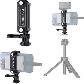 JJC SSD Holder Mount Bracket for Samsung T5 T7 T9, SSD Phone Tripod Mount with Phone Clip Clamp for Apple iPhone 15 14 13 Samsung Smartphone, with Cold Shoe Mount for Vlog Vlogging Video Recording