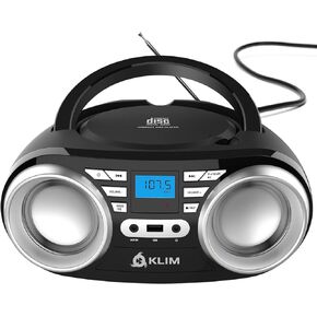 KLIM B3 Portable CD Player Boombox with FM Radio, Bluetooth, USB, AUX, and FM Radio – Cd Players for Home – Dual Speakers, EQ Sound Effects, 20 Preset Stations, Compact and Lightweight