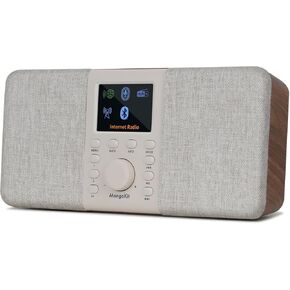 SR10 Internet Radio,WiFi Radio,Podcast Player, Bluetooth Speaker, Smart Radio, Portable FM Radio, Mains and Battery Powered Radio, Color Display,Dual Alarms, Presets,App Control-Walnut