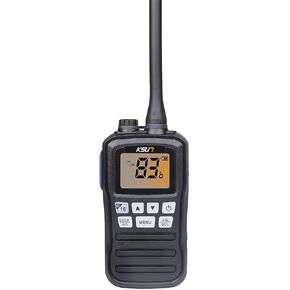 Handheld Two-Way VHF Marine Radio IPX7 Waterproof,LED Screen,10 NOAA Weather Channels,Flashing Light,Falling Water Alarm KSUN P25