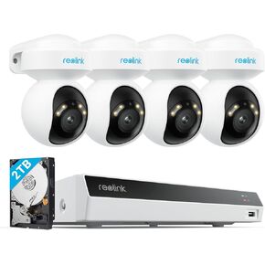 Reolink 4K Security Camera System with PT Auto-Tracking, 355°Pan 50°Tilt, 4K PoE Cameras Home Surveillance Wired Outdoor, Smart AI Detection, Spotlights & 2-Way Audio, 8CH NVR 2TB HDD, RLK8-800PT4
