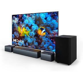 ULTIMEA 5.1 Sound Bar with Dolby Atmos, 410W Surround Sound System for TV, 3D Sound Bars for Smart TV with Subwoofer, Adjustable Surround and Bass, Home Audio Soundbars for TV, HDMI eARC, Poseidon D60