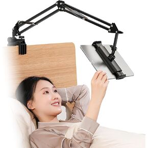 Tablet Holder Stand for Kindle Reading in Bed, Flexible Adjustable Tablet Arm Mount for desk, Foldable Stand Compatible with iPad Mini Pro Air, Kindle, Switch, Galaxy Tabs, More 4.7-13" Devices