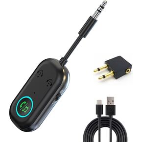 2-in-1 Bluetooth Transmitter Receiver for Airplanes, TVs, Computers - Supports Dual Pairing, Hands-Free Calling, Car/Home Audio Adapter for AirPods/Headphones