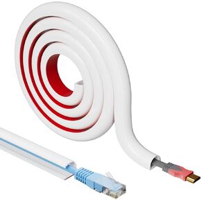 Cord Hider, 39 inch Wire Cable Hider Raceway Kit for 1 Cable, Flexible PVC Material Hiding Wall Mount TV Powers Cords in Home Office, W0.59 H0.39in White