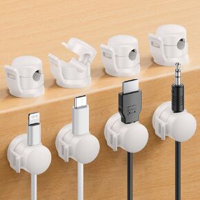 Cable Clips 8 Pack Cord Holder for Nightstand [Cable Smooth Adjustable], Charging Cable Holders for Cords, Adhesive Wire Holder Organize Phone USB Charger Cable for Wall,Car,Desk,Nightstand