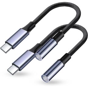USB Type C to 3.5mm Headphone Jack Adapter, (2-Pack) USB C to Aux Female Audio Dongle Cable Cord Compatible for iPhone 15 Pro Max/15 Pro/15 Plus, Samsung Galaxy S23/S22 Ultra, iPad Pro MacBook