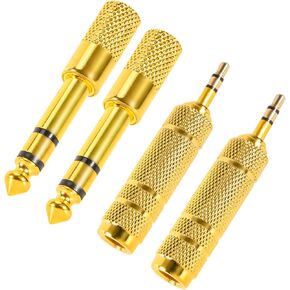 4 Pack Headphone Jack 3.5mm (1/8 inch) Male to 6.35mm(1/4 inch) Female Adapter and 6.35mm（1/4） to 3.5mm(1/8) Audio Adapter,Stereo Audio Jack Adapter for Player, Headphone,Guitar Amplifier