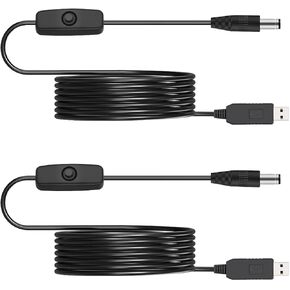 Lenink 12V USB Power Adapter Cord for Baby Car Camera with Inline Switch, 2 Packs 5V to DC 12V Voltage Step Up Converter Boost Cable for Powering Dash Cam, GPS, Router, Small Devices