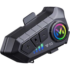 Y10 Motorcycle Helmet Bluetooth Headset, Bluetooth 5.3 Headphone, Smart Noise Reduction, HiFi Level Sound Quality, IPX6 Waterproof, 2 Different Types of Mic, Compatible with All Helmets