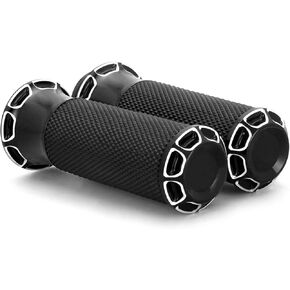 Motorcycle Handlebar Grips 1" Black Street Glide Flhx Handgrip for Harley Davidson Touring Glides Electronic Throttle Grips 2008-2023 CNC Edge Cut (Black906)