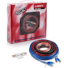 Legacy Car Audio Wiring Kit - 1600 Watt Amplifier Hookup for Battery Head Unit w/ 20ft 4 Gauge Power Wire & Stereo Speaker Installation Sound System, Marine Grade Cable Wired, Gold Plated Fuse - LAMP4