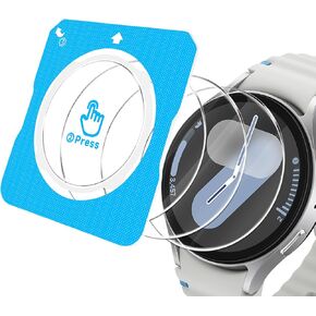 3 Pack Screen Protector for Samsung Galaxy Watch 7 44mm,2.5D Round Edge,with Auto-alignment Installation kit,High Definition Anti-Scratch Bubble Free