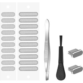 20Pcs Grey USB C Dust Plug USB C Cleaning Kit, USB C Port Cover, Phone Speaker Mesh Cover, Phone Port Cleaning Brush and Tweezer, Compatible with Most Type-C Phones Maintenance, Upkeep and Repairs