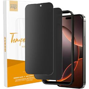 2 Pack for iPhone 16 Pro 6.3" Matte Privacy Screen Protector Anti-glare Anti-spy Tempered Glass Film Anti-fingerprint Easy Installation