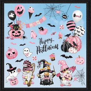 decalmile Halloween Dogs Double Sided Window Clings Pumpkin Car Bats Candy Window Decals Anti-Collision Glass Window Doors Window Stickers for Kids Party