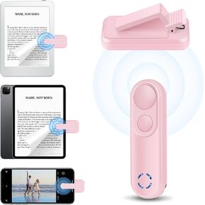LANGREE Remote Page Turner for Kindle Paperwhite Oasis Kobo eReaders, Kindle Accessories, Page Turner Clicker for ipad Tablets Phone Reading Novels Taking Photos, Kindle Remote with Power Display Pink