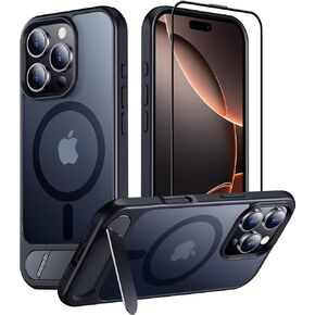 Temdan Magnetic Compatible with iPhone 16 Pro Case, [Built-in Invisible Kickstand][Compatible with MagSafe] [Military Grade Shockproof] Slim Translucent Matte Phone Case for iPhone 16 Pro 6.3"