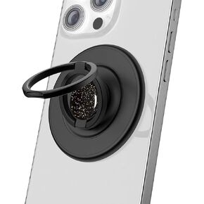 Magnetic Phone Grip Compatible with MagSafe, Magnetic Phone Ring Holder Finger Kickstand Wireless Charging Compatible, Double Cell Phone Rings Gripper Stand for MagSafe iPhone - Sparkle Black