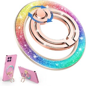 Magnetic Phone Ring Holder [ Mindsky Fashion Glitter Color] LargeSmall Ring Design Magnetic Phone Grip for iPhone 15 Pro Max/14/13/ 12series/Android/Magnetic Accessories-Trendy Glitter