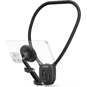 Magnetic Neck Holder for Phone & Action Camera, POV Phone Stand for Video Recording, Chest Mount for Filming Hands Free Strap Around Neck Compatible with iPhone Android Cell Phones GoPro Insta360