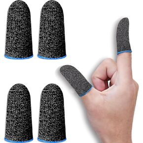 6 Pack Finger Sleeves for Gaming,Finger Sleeves Compatible with All Touchscreen Devices Smooth Feel Anti-Sweat Extremely Thin Blue Edge
