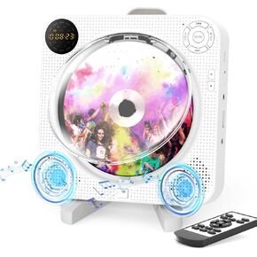 CD Player Portable, Bluetooth CD Player with Speakers DESOBRY Small CD Player for Home with Remote Control FM Radio Digital Screen Headphone Jack, Wall CD Player Support AUX USB, Black