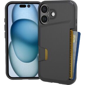 Smartish® iPhone 16 Wallet Case - Wallet Slayer Vol. 1 [Slim + Protective] Credit Card Holder - Drop Tested Hidden Card Slot Cover Compatible with Apple iPhone 16 - Black Tie Affair