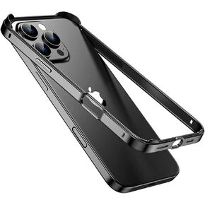 for iPhone 16 Pro Max Bumper Case Metal, Aluminum Alloy + TPU Bumper Frame Slim Fit No Back Design Excellent Heat Dissipation Compatible with MagSafe 4 Corner Raised Shockproof (Black)