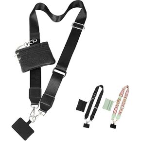 Cell phone organizer with zipper pocket, phone holder, adjustable crossbody strap, alternative to handbags and wallets