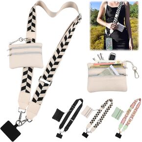 Clip and Go Strap for Phone with Wallet Crossbody,Phone Strap with Zippered Pouch,Adjustable Phone Strap Crossbody