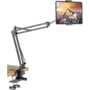 Tablet Stand Holder, Adjustable Tablet Phone Holder for Desk and Bed, Upgraded Stable Metal Base with Flexible Arm, Compatible with iPad Kindle Stand and Cell Phones Devices (4.7''-11'')