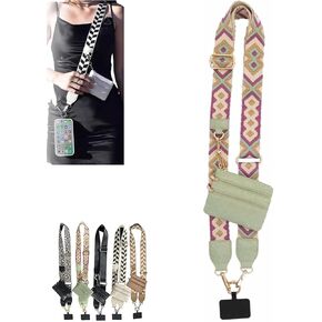 Phone Strap with Zippered Pouch,Strap For Phone With Wallet Crossbody, Phone Strap With Wallet, Phone Purses With Crossbody Strap (Black)