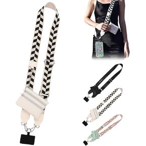 Clip and Go Strap for Phone with Wallet Crossbody, Stylish Crossbody Adjustable Chain Lanyard for All Phones (Black)