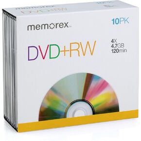 أقراص Memorex MEM05509 DVD plus RW سعة 4.7 جيجابايت رفيعة 4x، 10 عبوات