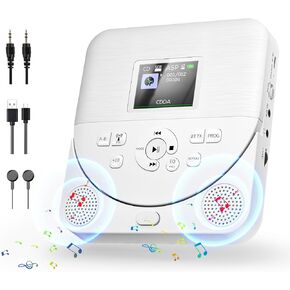 CD Player Portable, Erasiny Bluetooth CD Player for Home with Dual Speakers, FM Transmitter, Rechargeable Portable CD Player for Car Walkman CD Player with Colorful TFT Screen