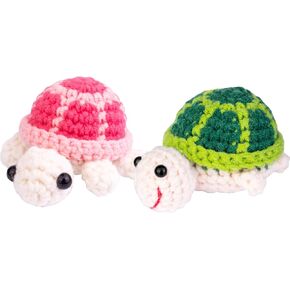 Funny Positive Crochet Sea Turtle, 2 Pack Handmade Emotional Support Turtle Knitting Doll Gifts with Positive Affirmations Cards for Inspirational Novelty Gifts(T4)