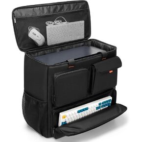 Trunab PC Desktop Carrying Case with Multiple Storage Pockets, PC Computer Tower Backpack Bag, Traveling Carrier for Keyboard, Cable, Mouse and Headphone, Bag Only