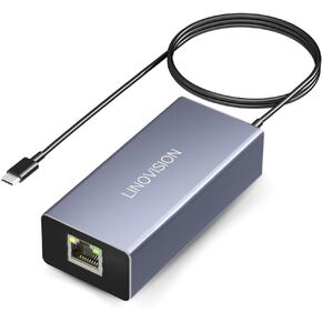 LINOVISION POE to USB-C Converter, Data and Charging Through One Cable, IEEE802.3af/at POE Convert to USB Type C with 10/100Mbps Ethernet, 9V/2.22A or 5V/2A Output, Suitable for Phones and Tablets