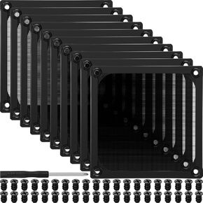 10 Pcs 120 mm Computer Fan Filter Grills with 40 Pcs Screws and Screwdriver Aluminum Frame with Stainless Steel Mesh Fan Dust Cover for Computer Case Ventilator, Black